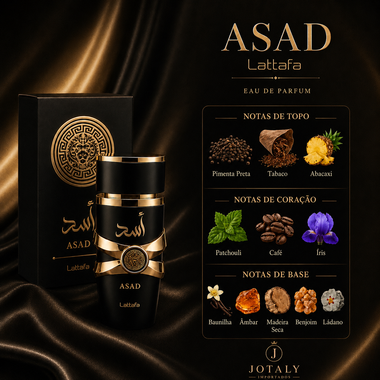 Lattafa Asad Eau de Parfum Masculino 100ml Original