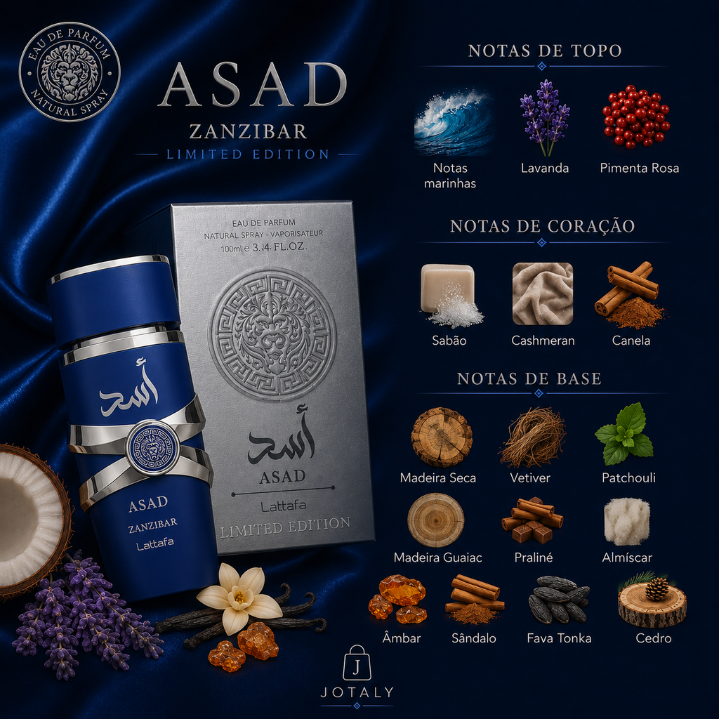 Lattafa Asad Zanzibar Eau de Parfum Masculino 100ml Original