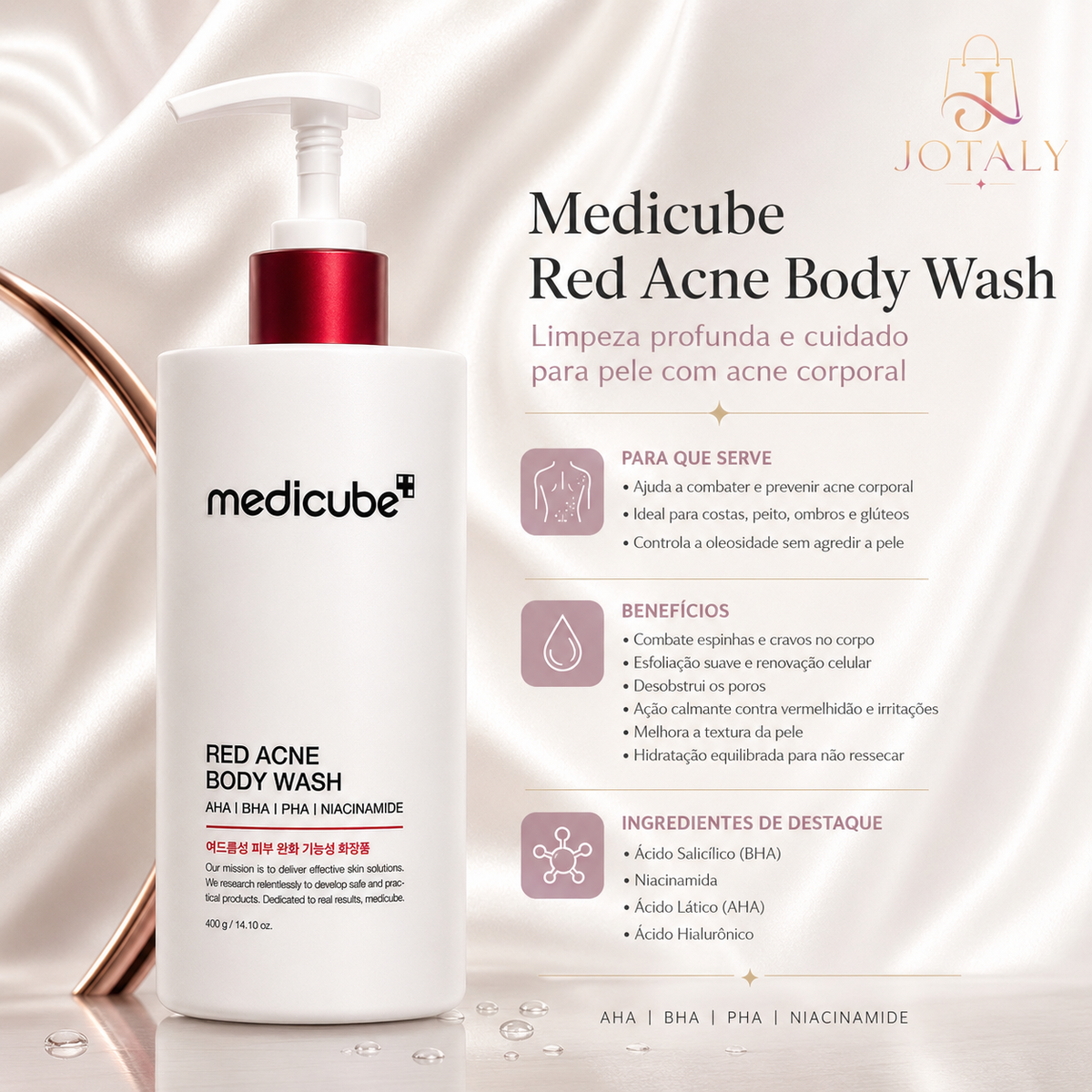 Medicube Red Acne Body Wash 400g | Sabonete Corporal para Pele com Acne