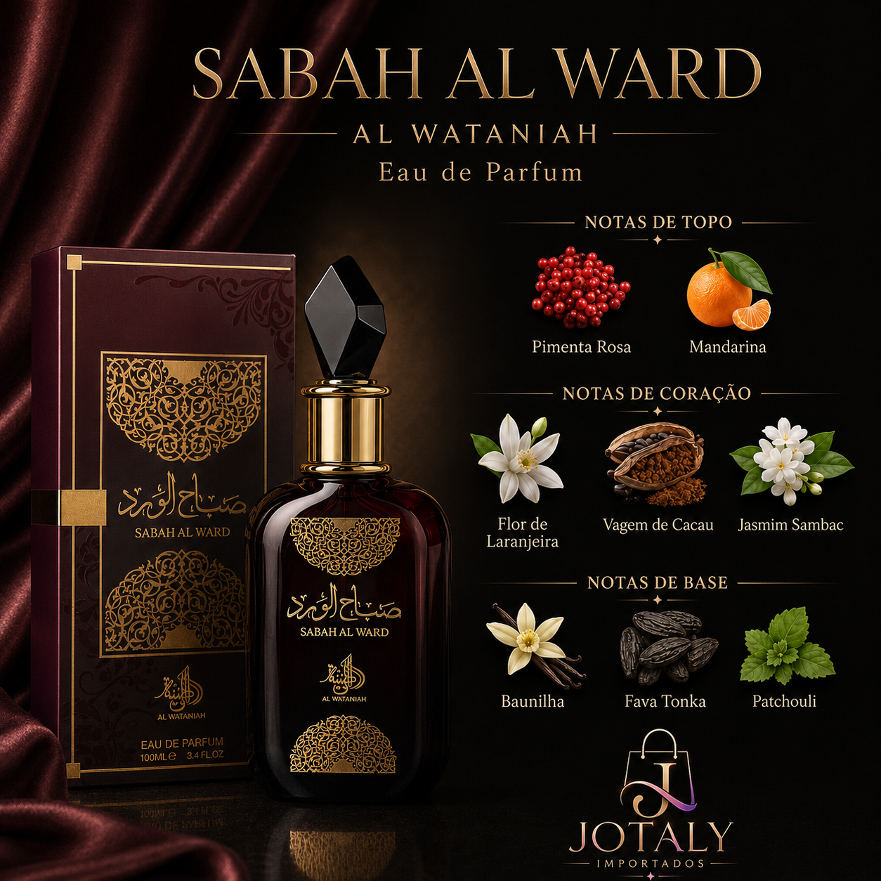 Perfume Árabe Sabah Al Ward Al Wataniah Eau de Parfum 100ml Original