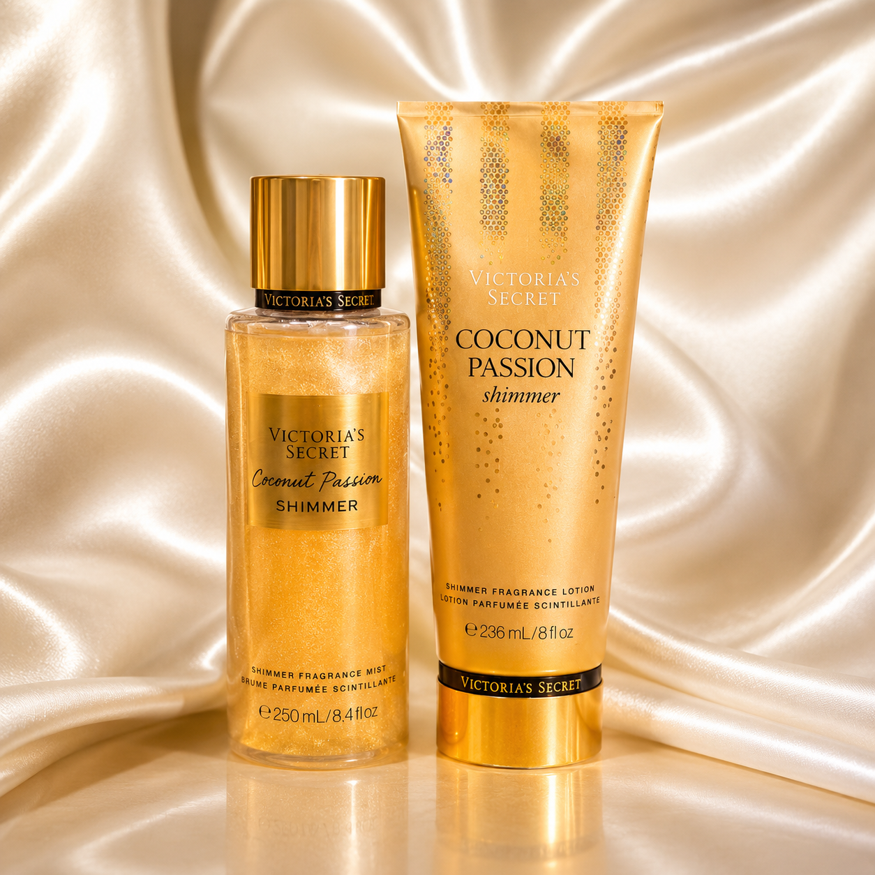 Kit Victoria’s Secret Coconut Passion Shimmer – Body Splash 250ml + Loção 236ml