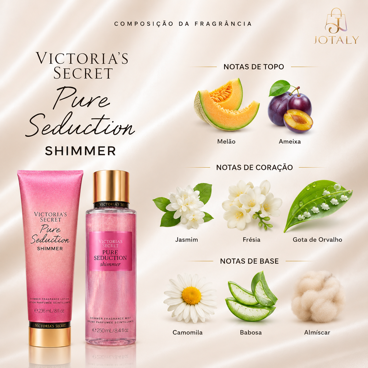 Kit Victoria’s Secret Pure Seduction Shimmer – Body Splash e Loção Corporal