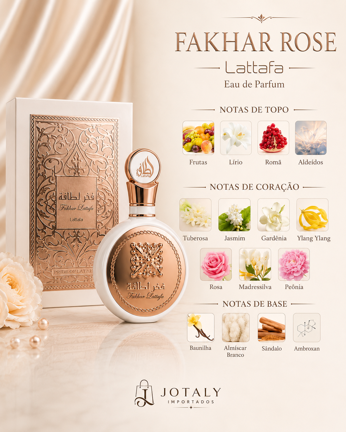 Lattafa Fakhar Rose Eau de Parfum Feminino 100ml Original