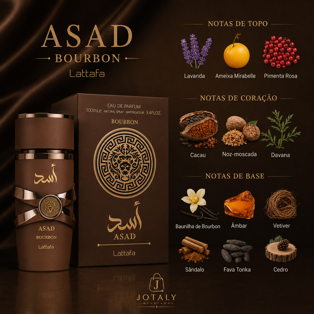 Lattafa Asad Bourbon Eau de Parfum Masculino 100ml Original