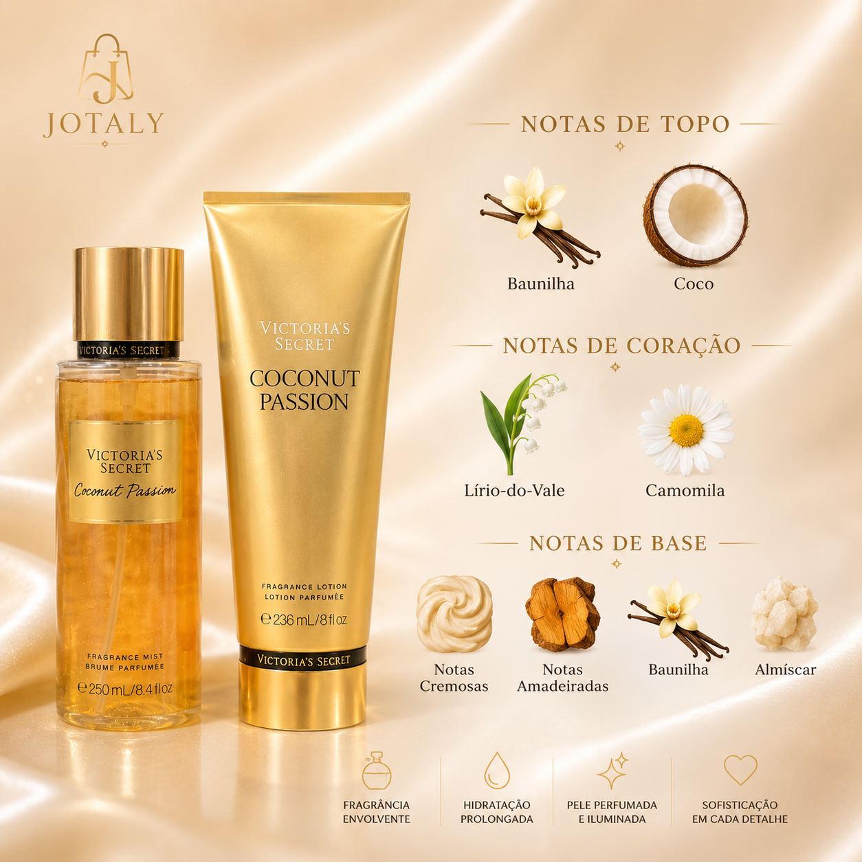 Kit Victoria’s Secret Coconut Passion – Body Splash 250ml + Loção Corporal 236ml