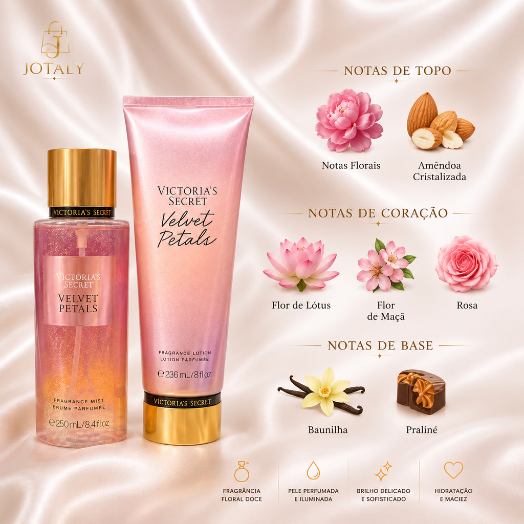 Kit Victoria’s Secret Velvet Petals – Body Splash 250ml + Loção Corporal 236ml
