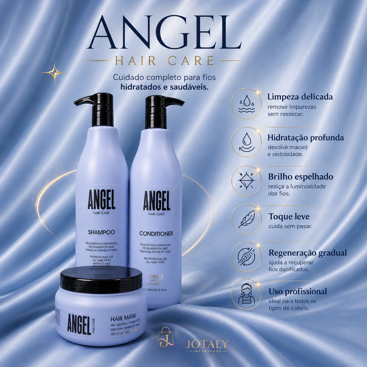 Kit Angel Hair Care – Shampoo + Condicionador + Máscara