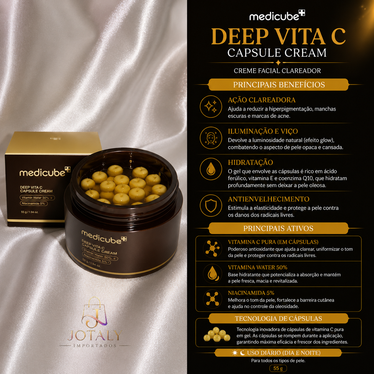 Medicube Deep Vita C Capsule Cream 55g | Creme Facial com Vitamina C