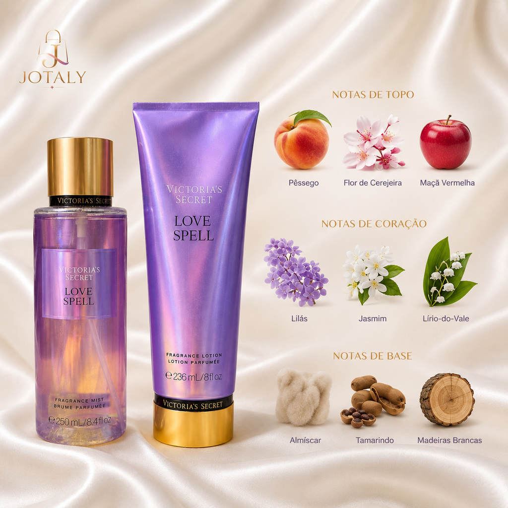 Kit Victoria’s Secret Love Spell – Body Splash 250ml + Loção Corporal 236ml