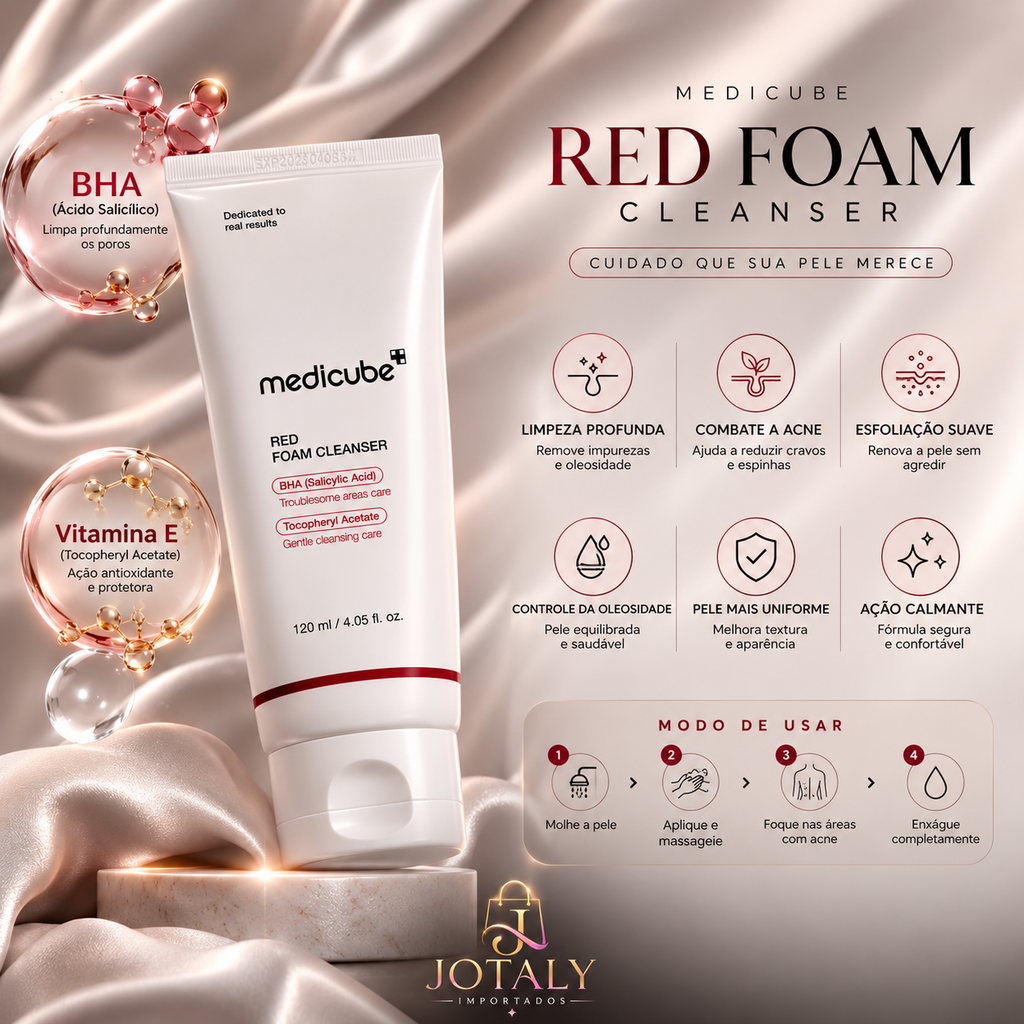 Medicube Red Foam Cleanser 120ml | Espuma de Limpeza Facial com BHA