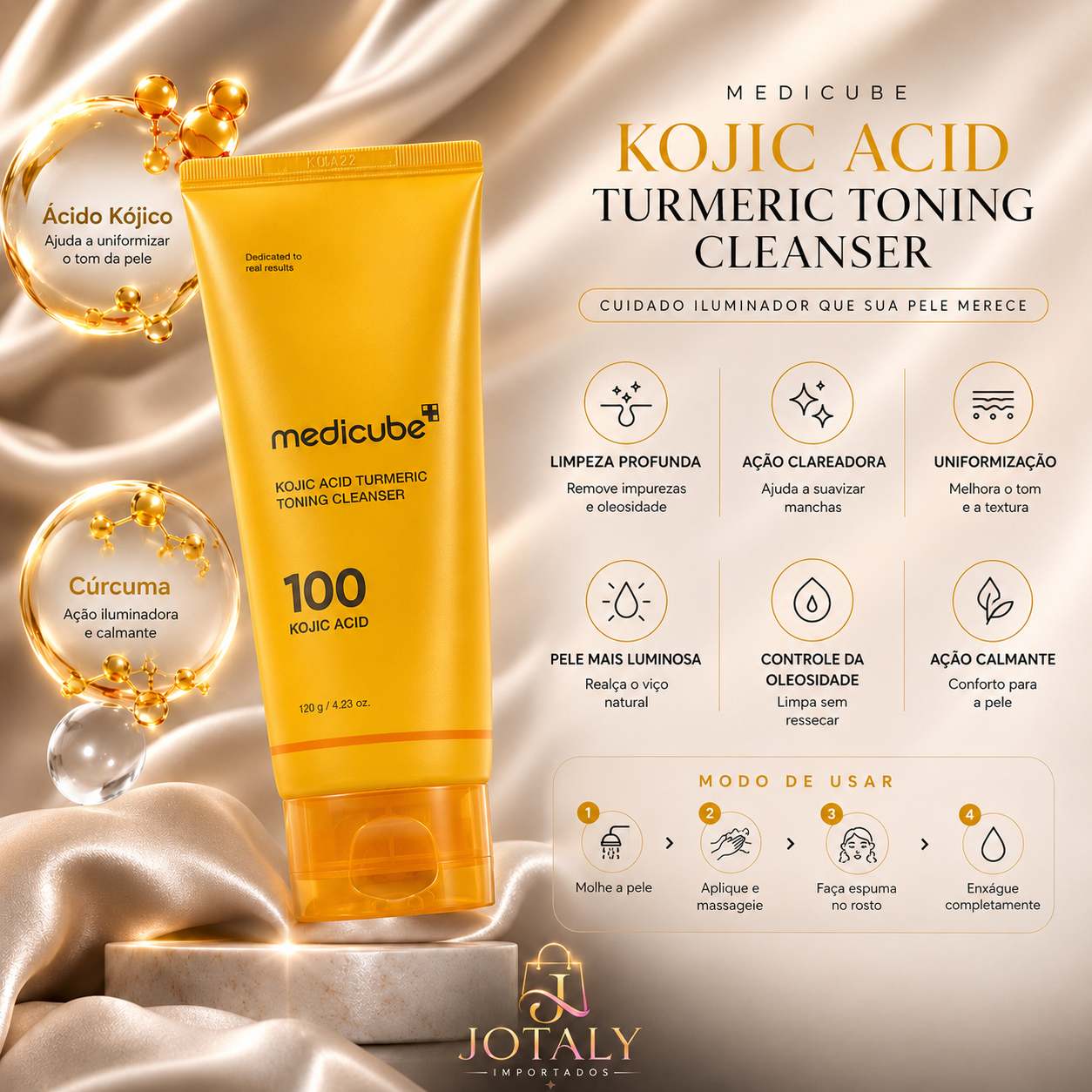 Medicube Kojic Acid Turmeric Toning Cleanser 120g | Limpeza Iluminadora com Ácido Kójico